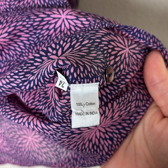 Banjanan Chloe top Petal Power Blueprint Purple blue Ruffle Sleeve Top sz Small - Picture 7 of 11